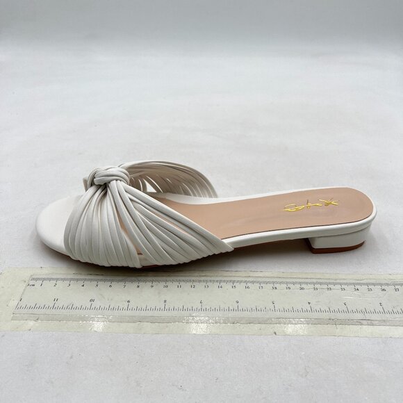XYD White Open Toe Bowknot Crossover Block Heel Sandals Slip On Mule Shoes - Picture 1 of 7